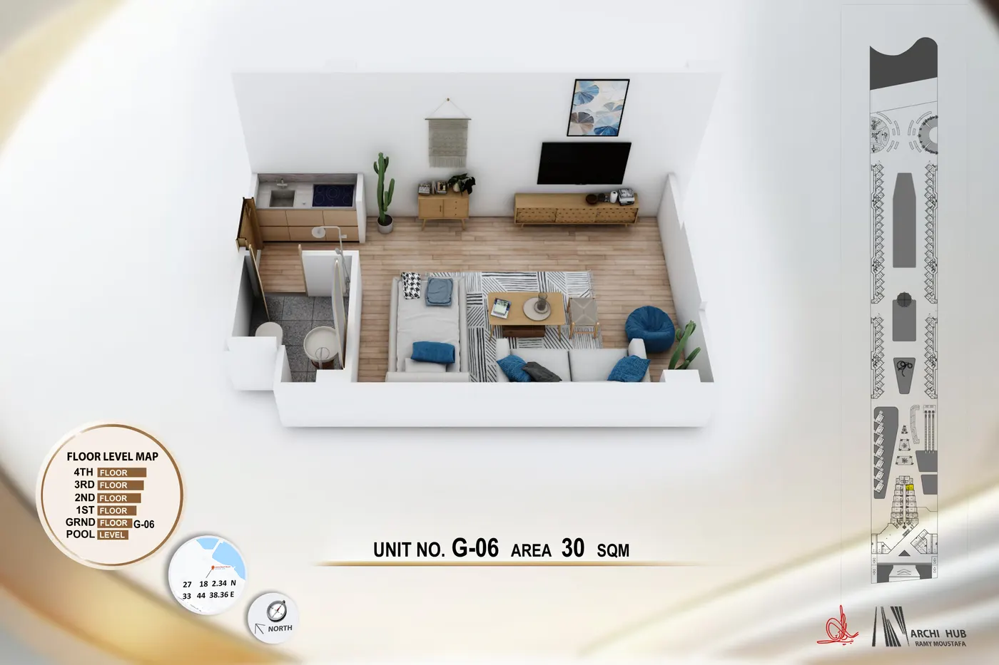 Unit G6 floor plan render