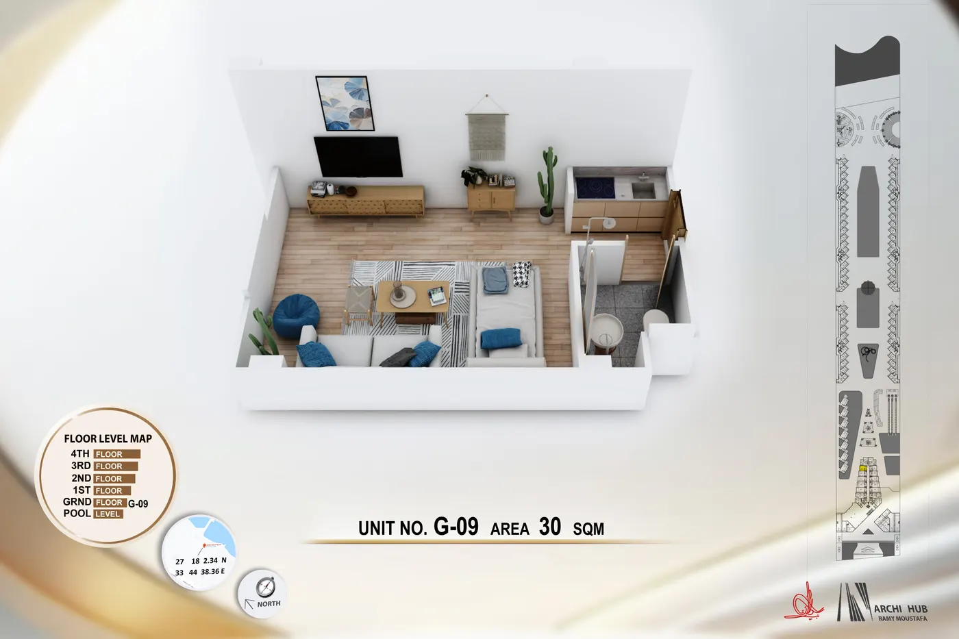 Unit G9 floor plan render