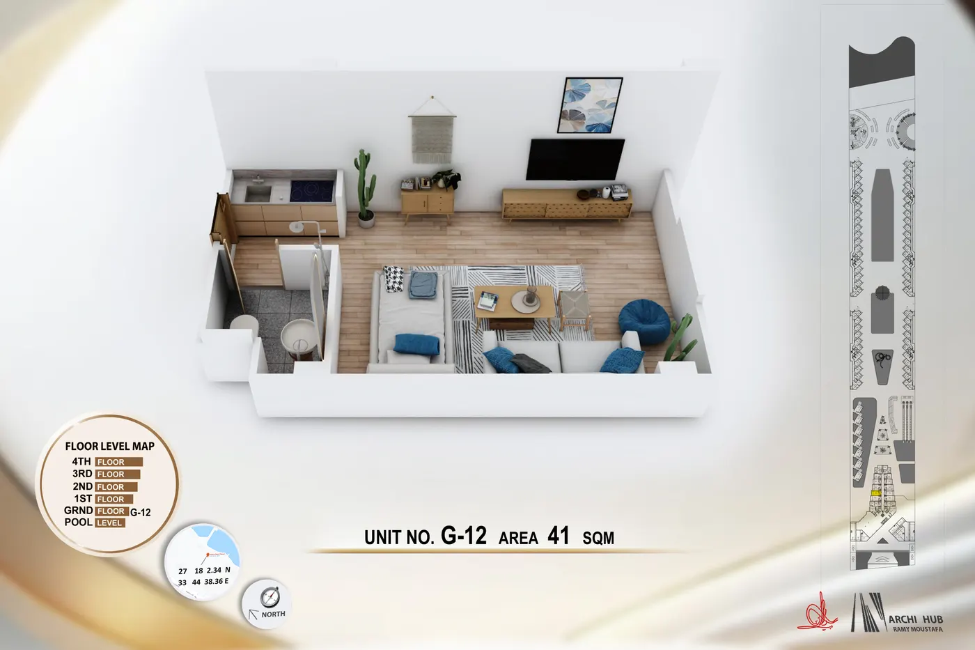 Unit G12 floor plan render