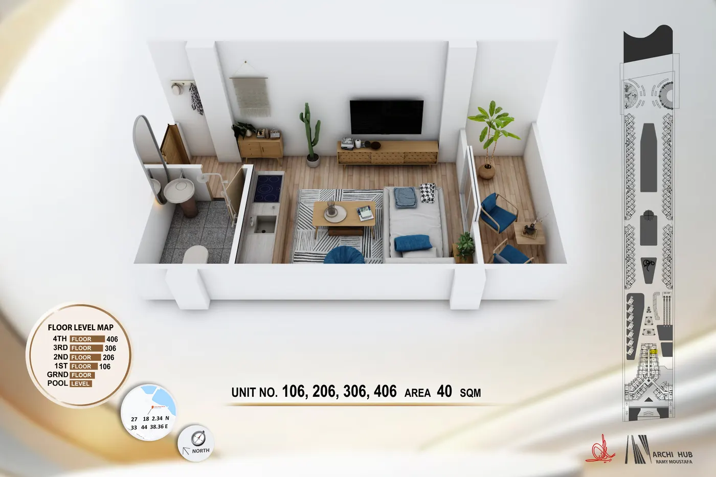 Unit 306 floor plan render