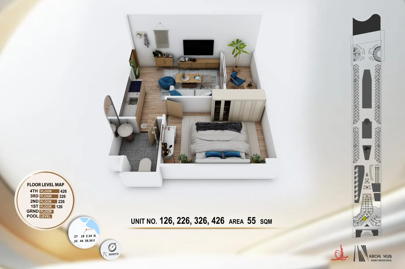 Unit 426 floor plan render