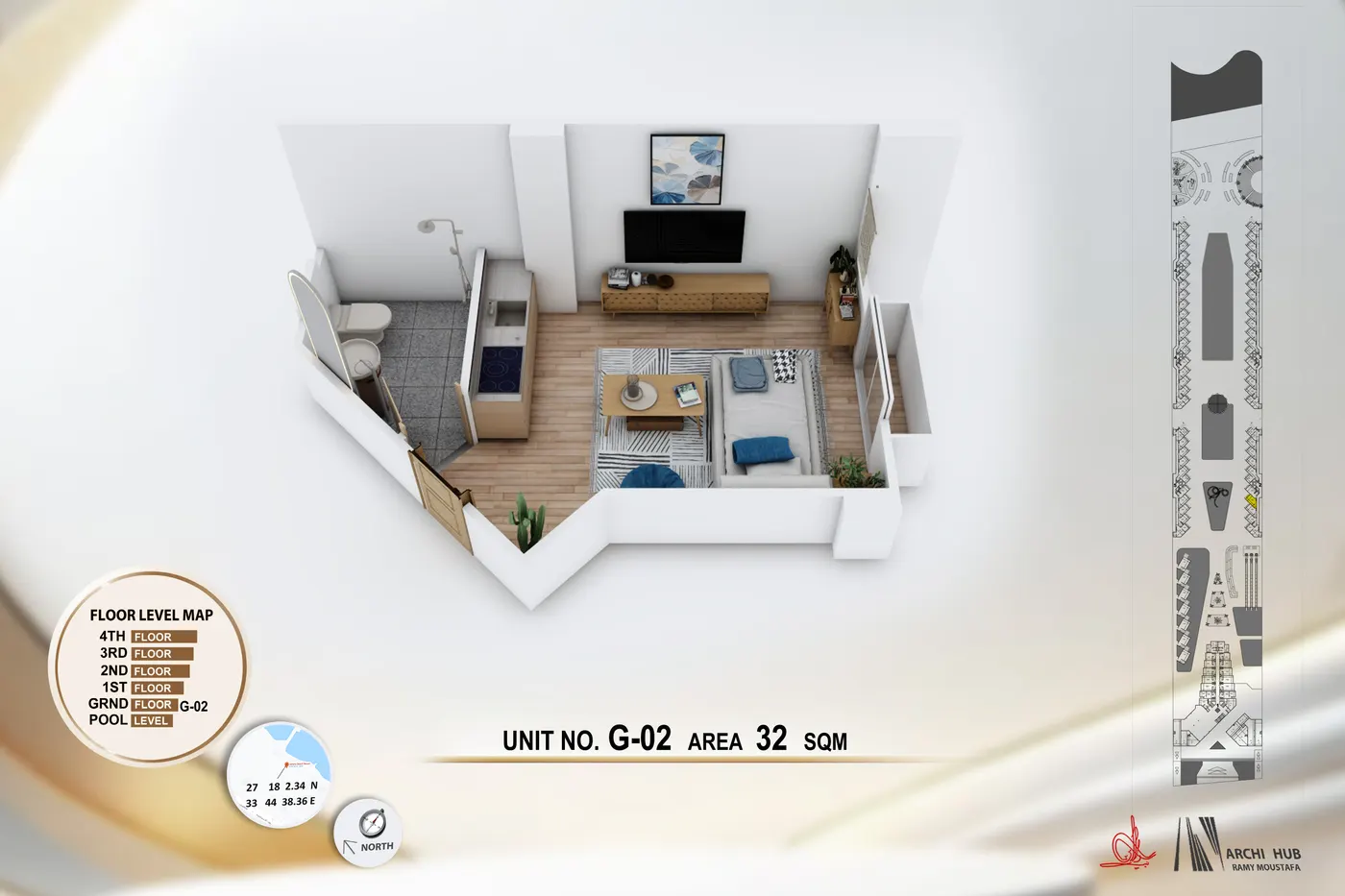 Unit G2 floor plan render