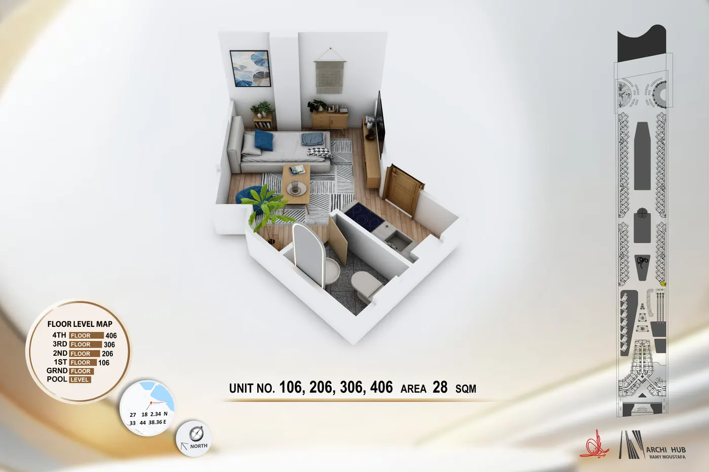 Unit 106 floor plan render