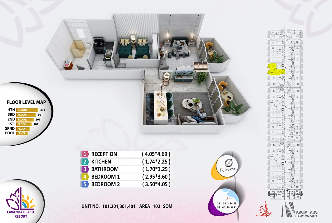 Unit 101 floor plan render