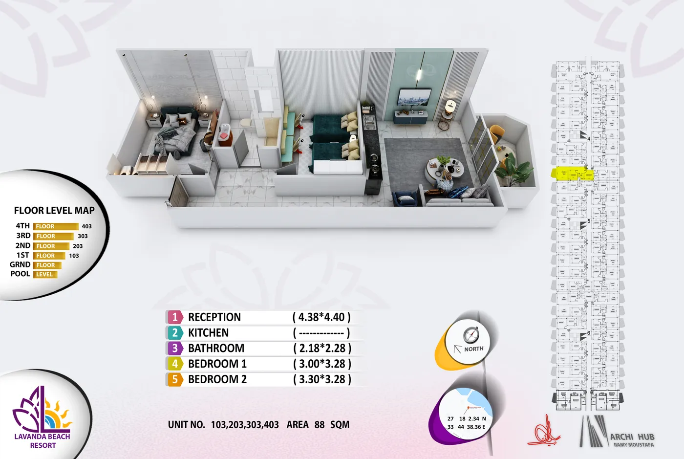 Unit 103 floor plan render
