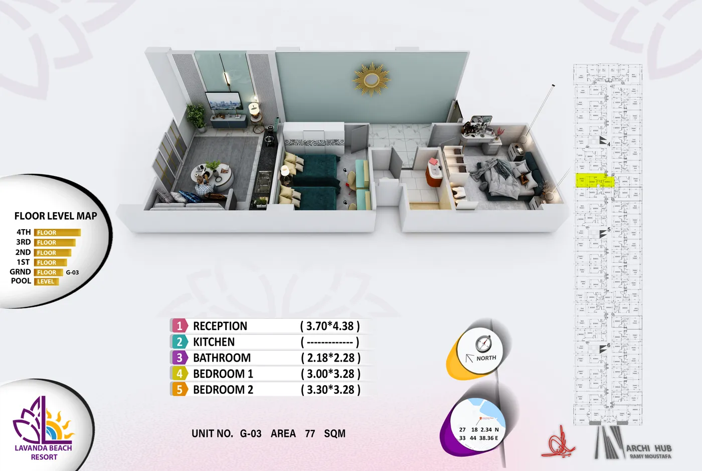 Unit G3 floor plan render