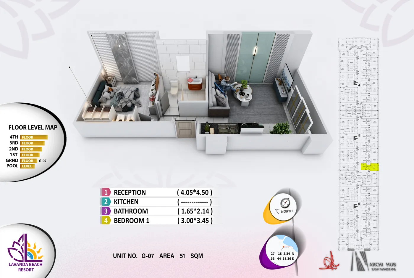Unit G7 floor plan render