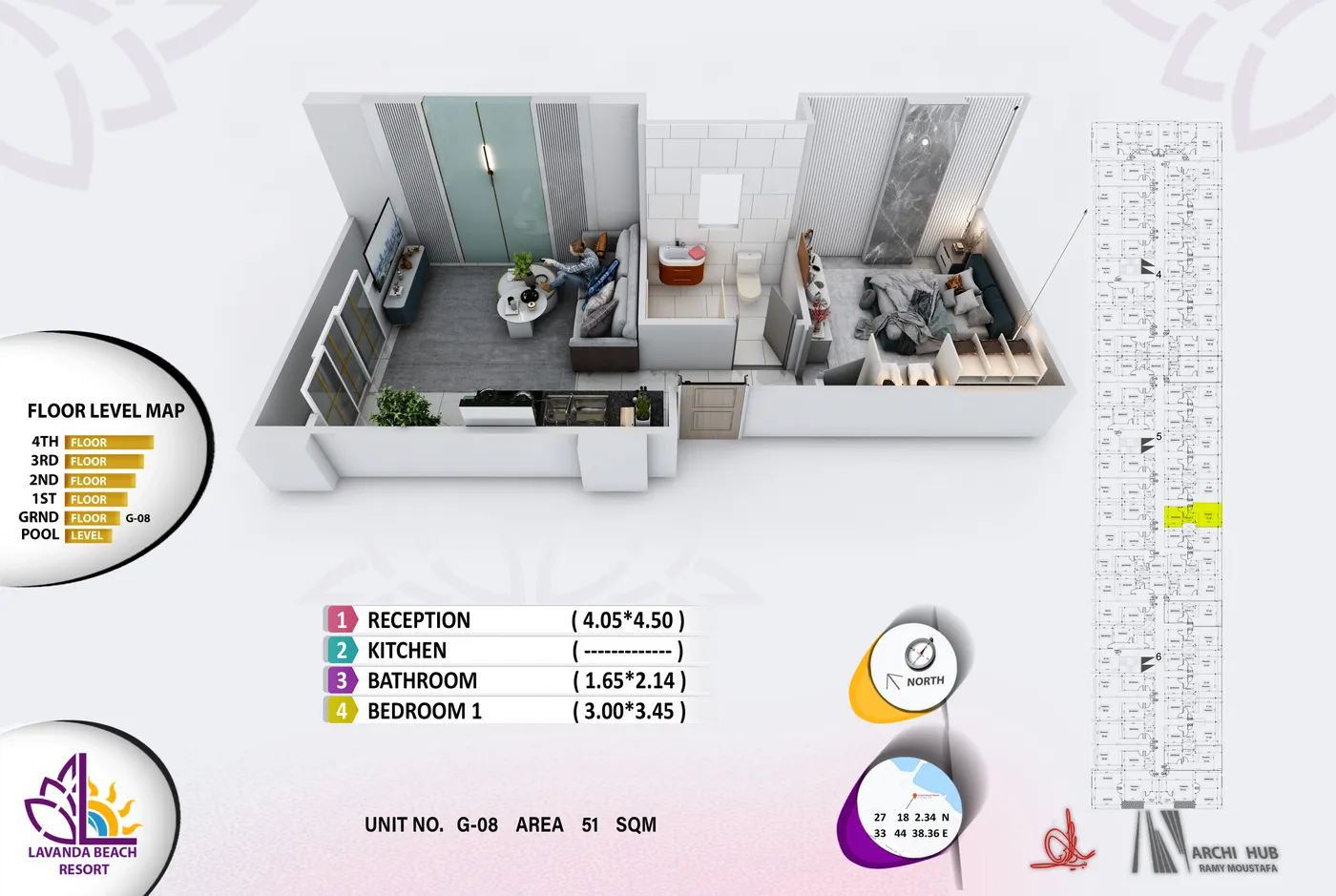 Unit G8 floor plan render
