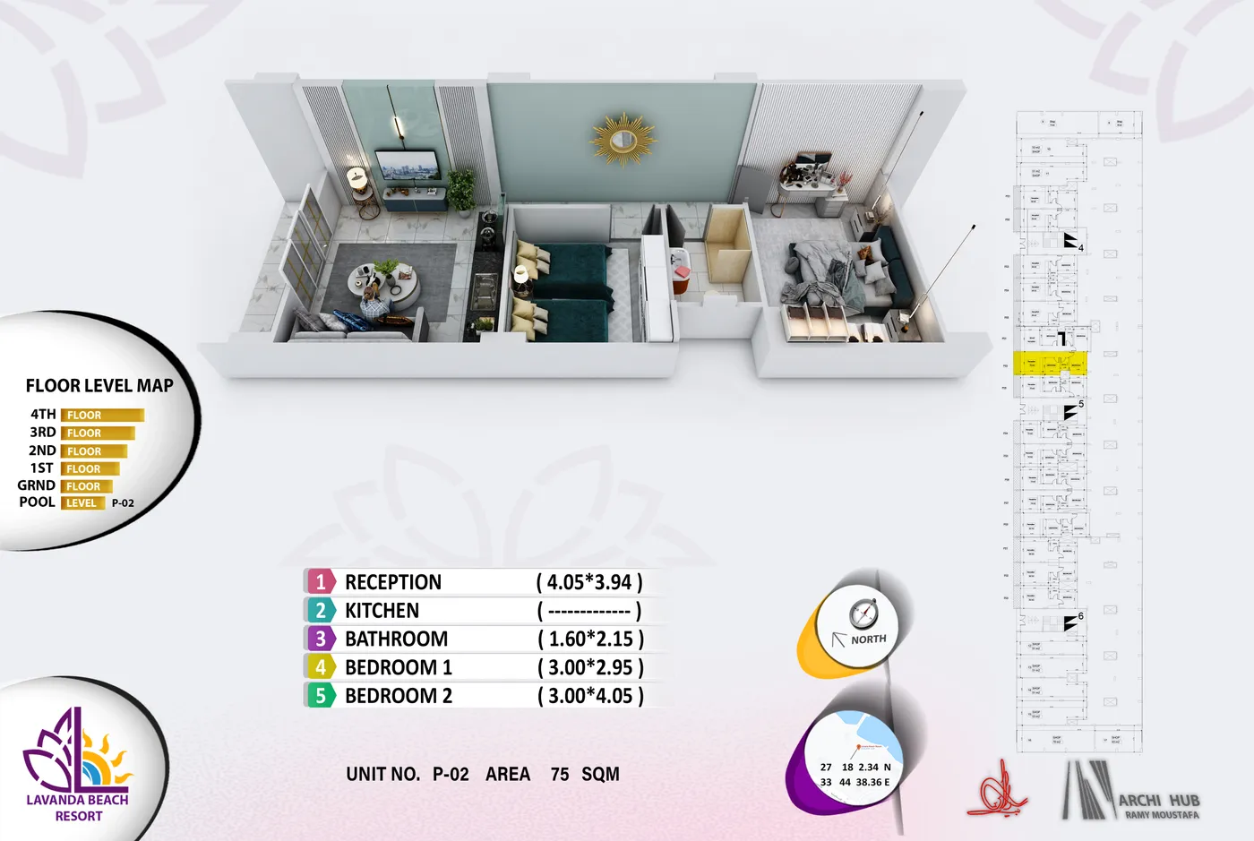 Unit B2 floor plan render