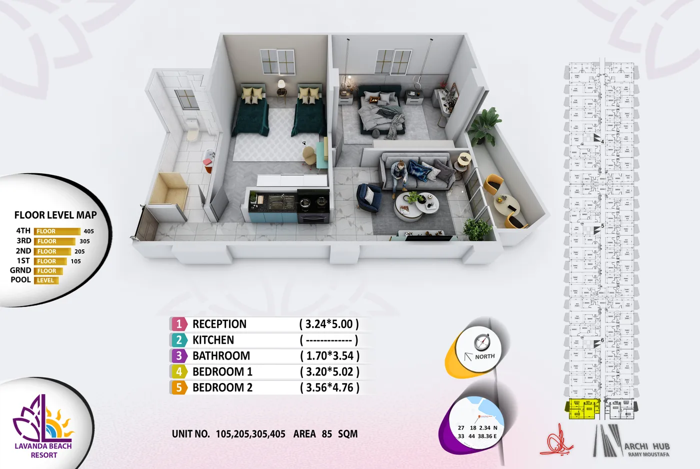 Unit 305 floor plan render
