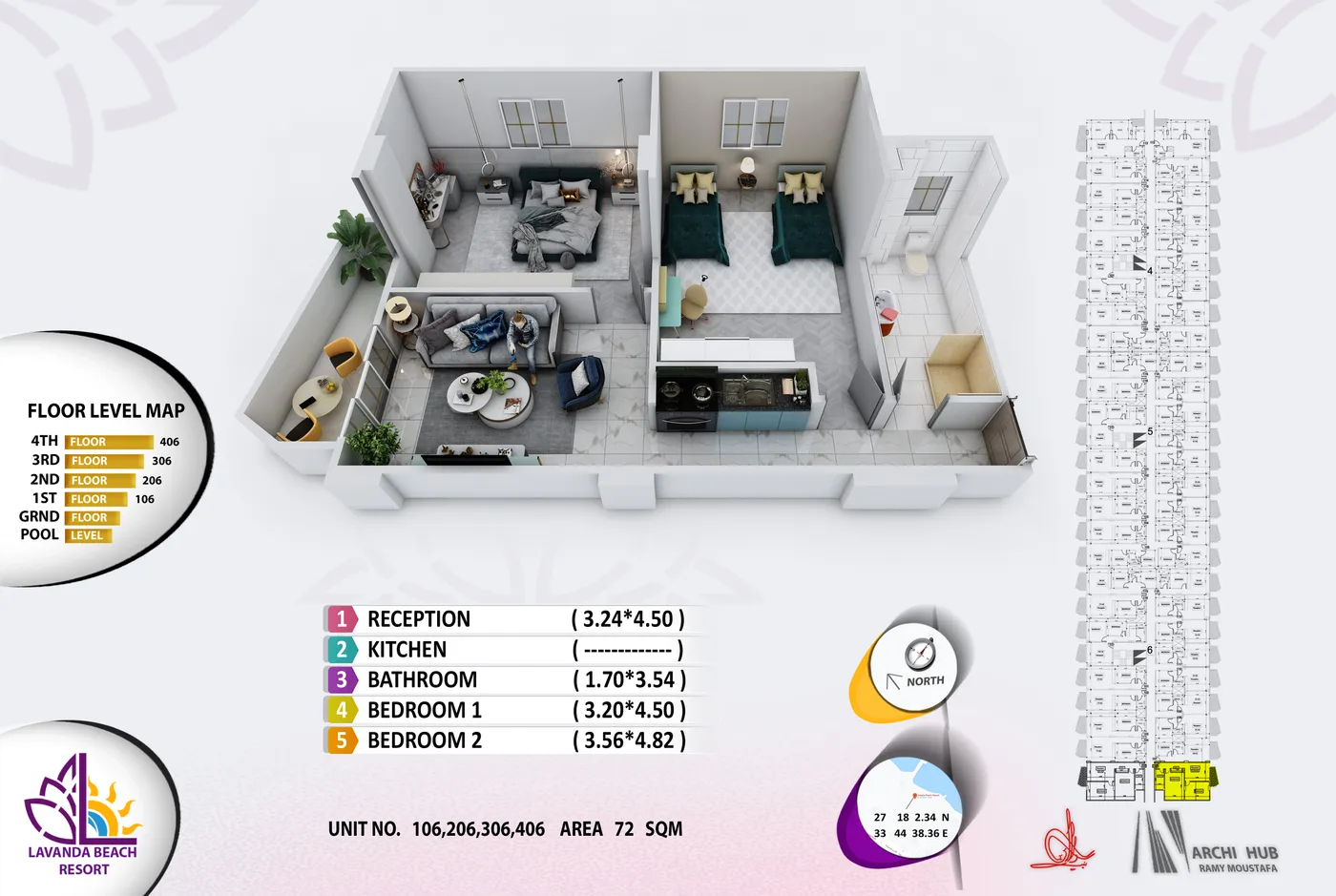 Unit 106 floor plan render