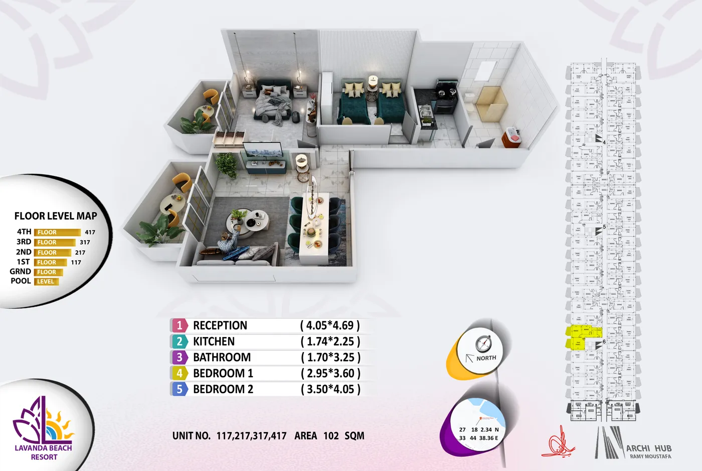 Unit 117 floor plan render