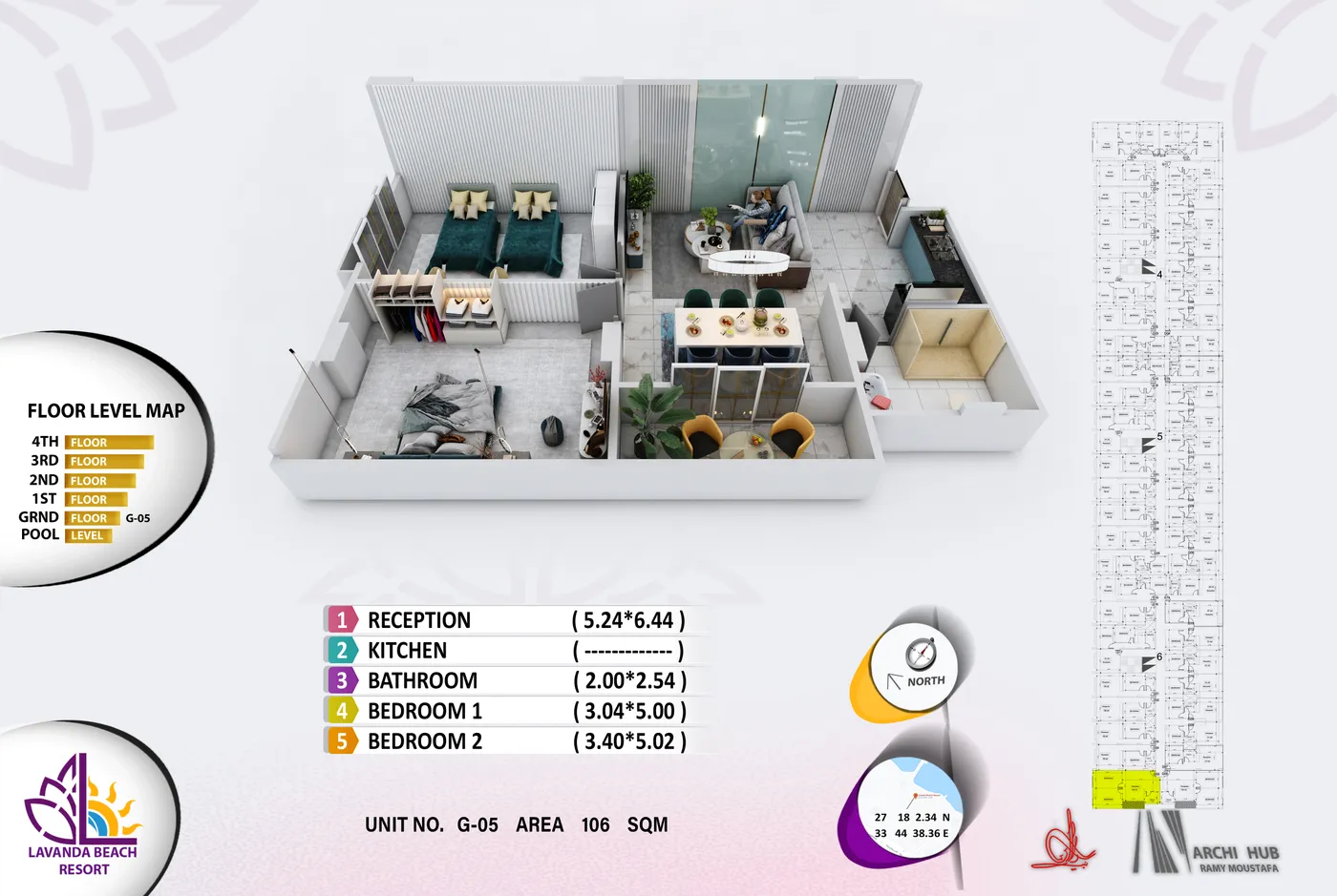Unit G5 floor plan render