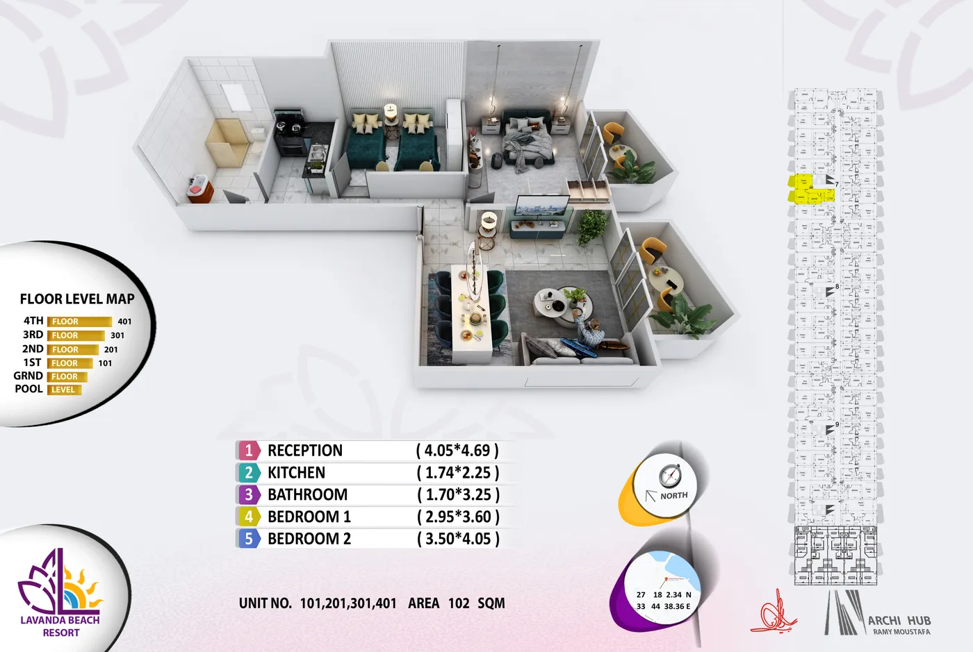 Unit 101 floor plan render
