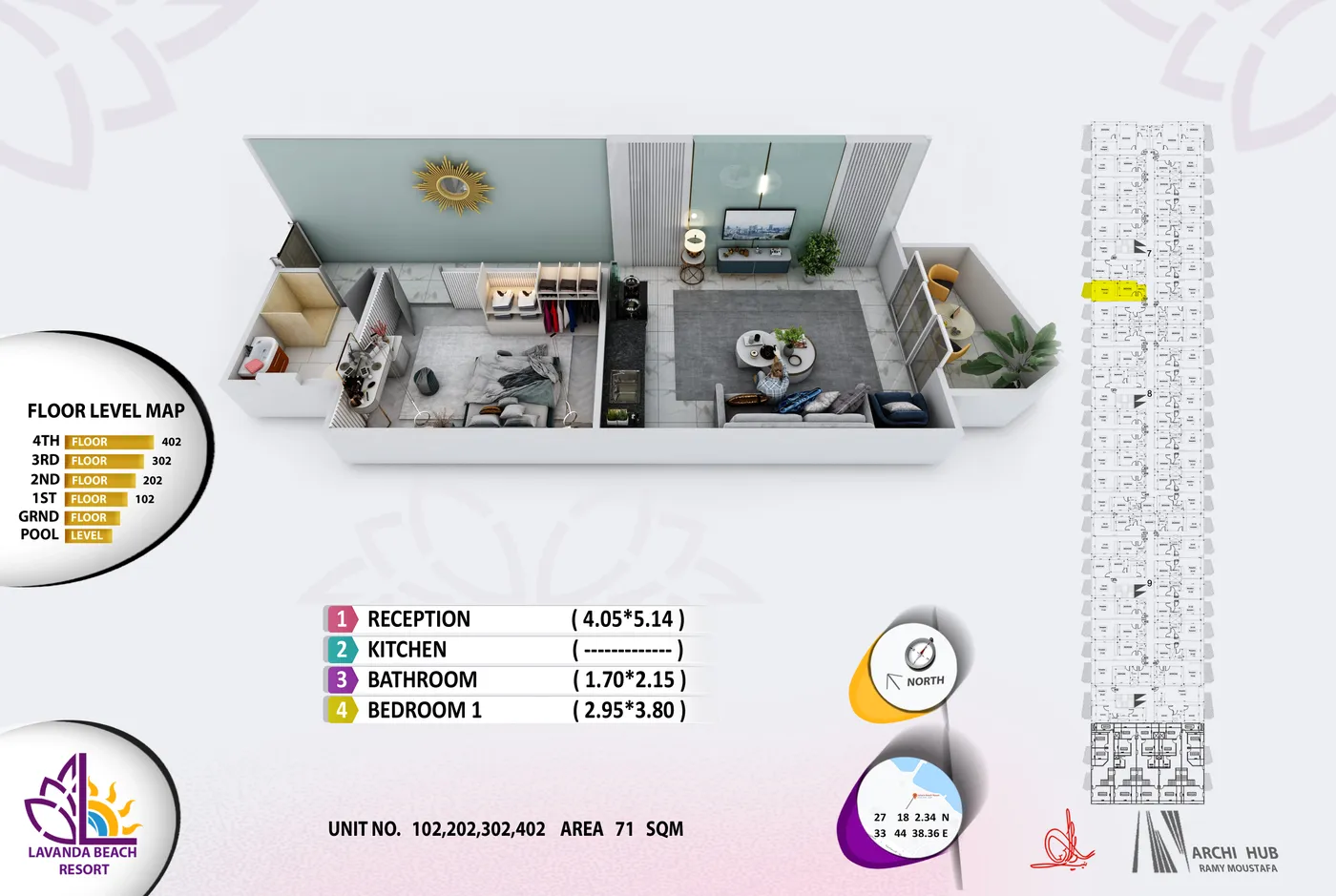 Unit 102 floor plan render