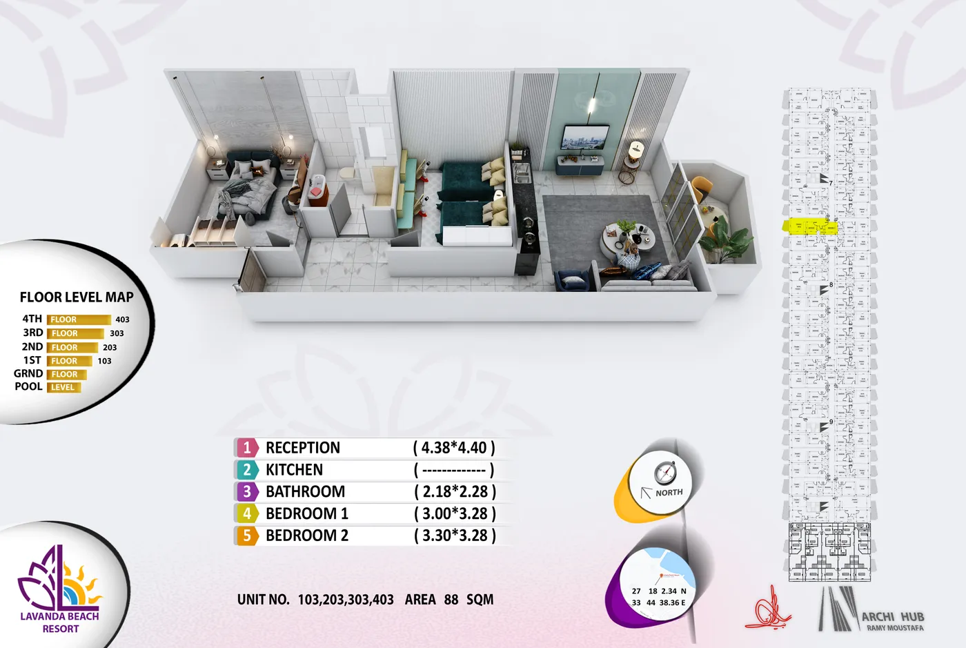 Unit 203 floor plan render