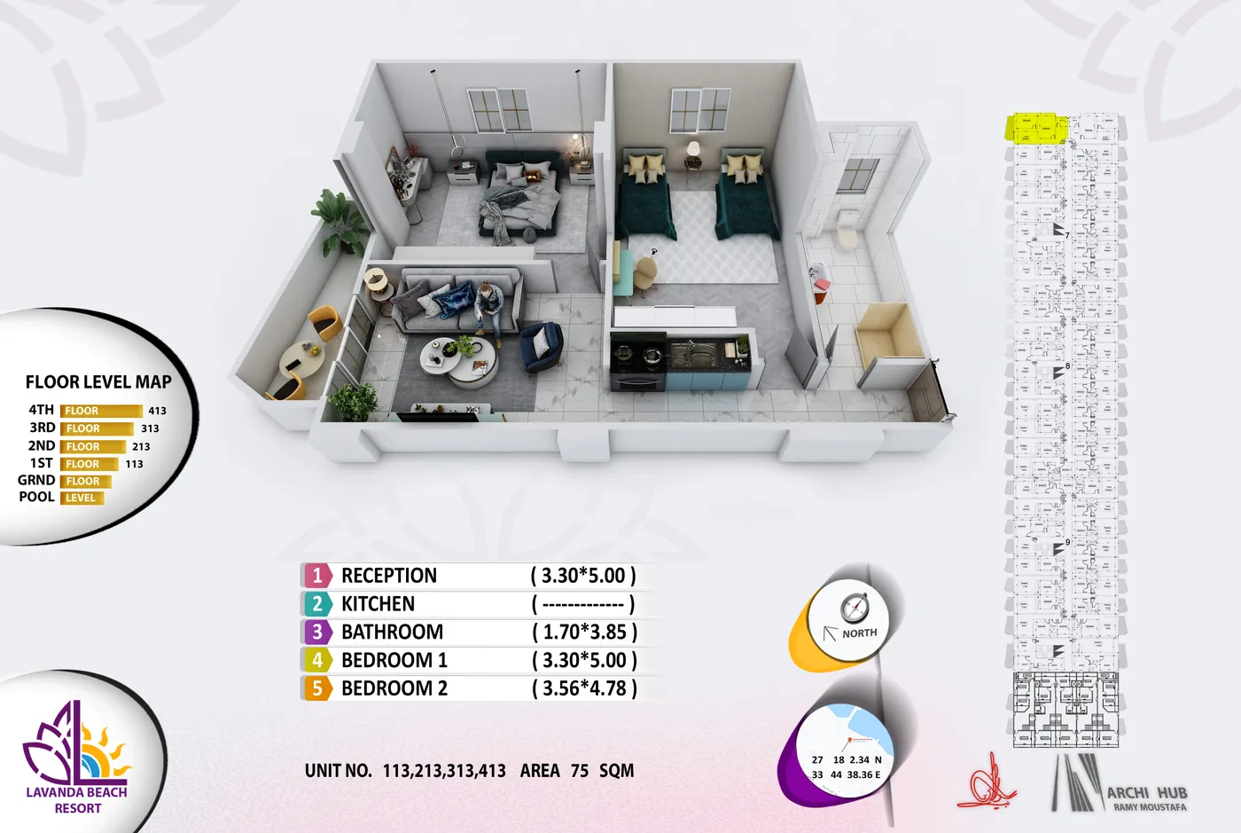 Unit 113 floor plan render