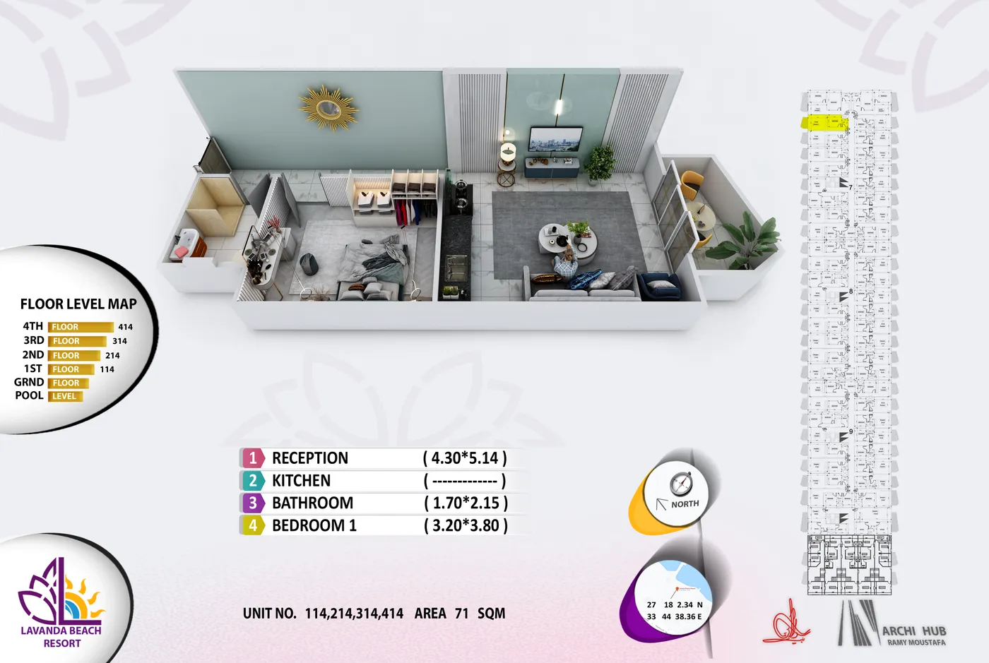 Unit 114 floor plan render