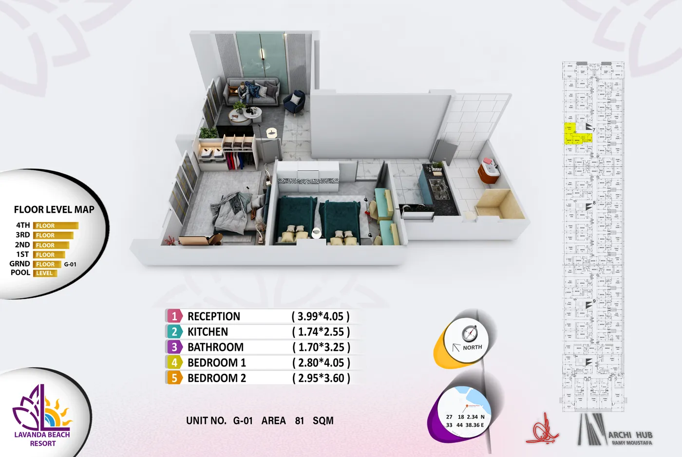 Unit G1 floor plan render