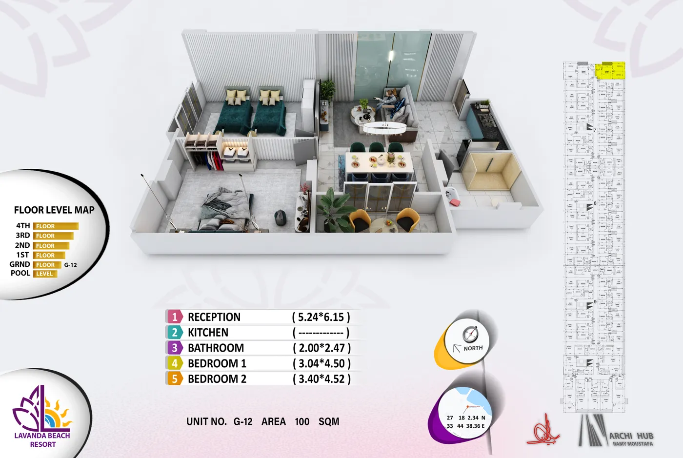 Unit G12 floor plan render