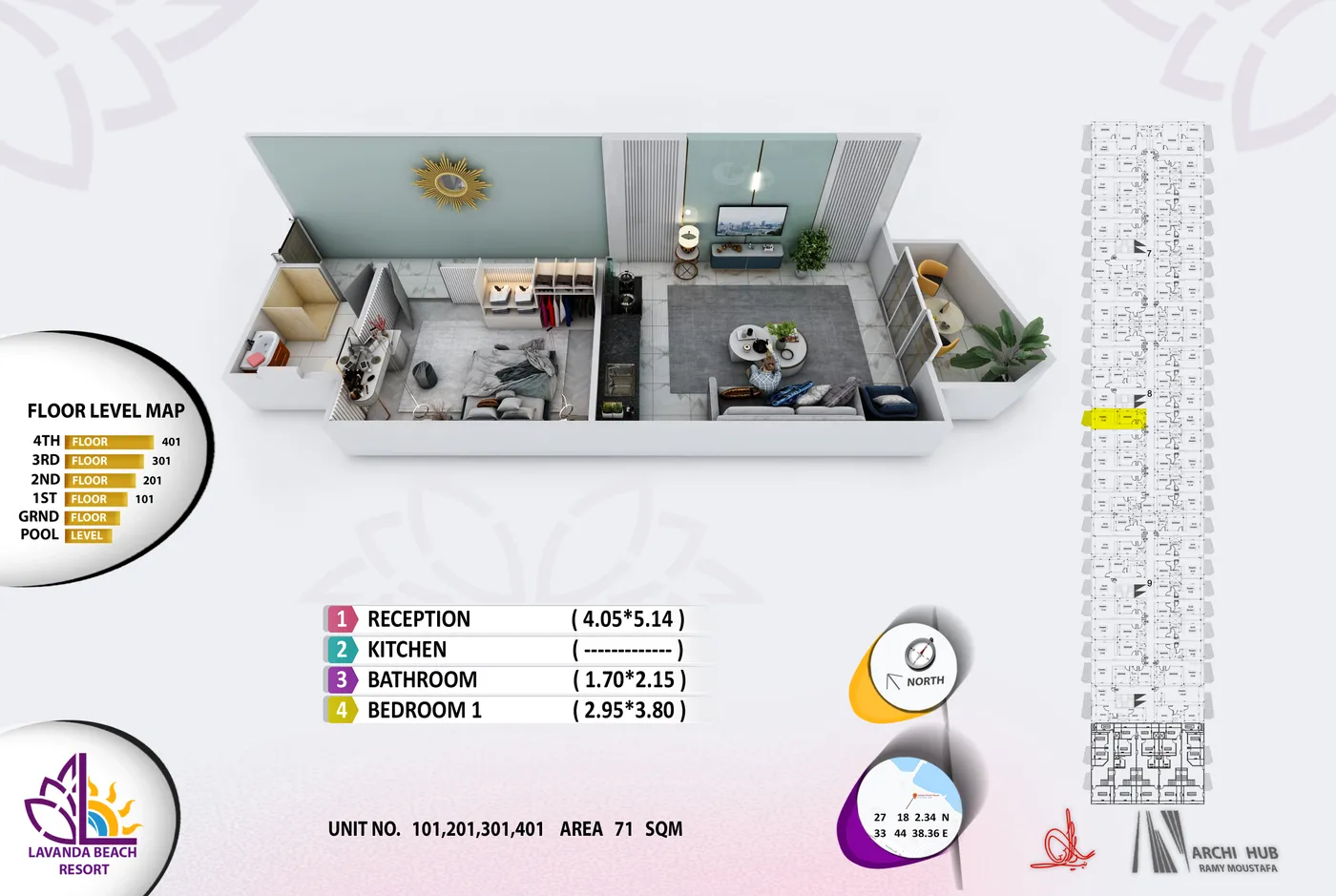 Unit 101 floor plan render