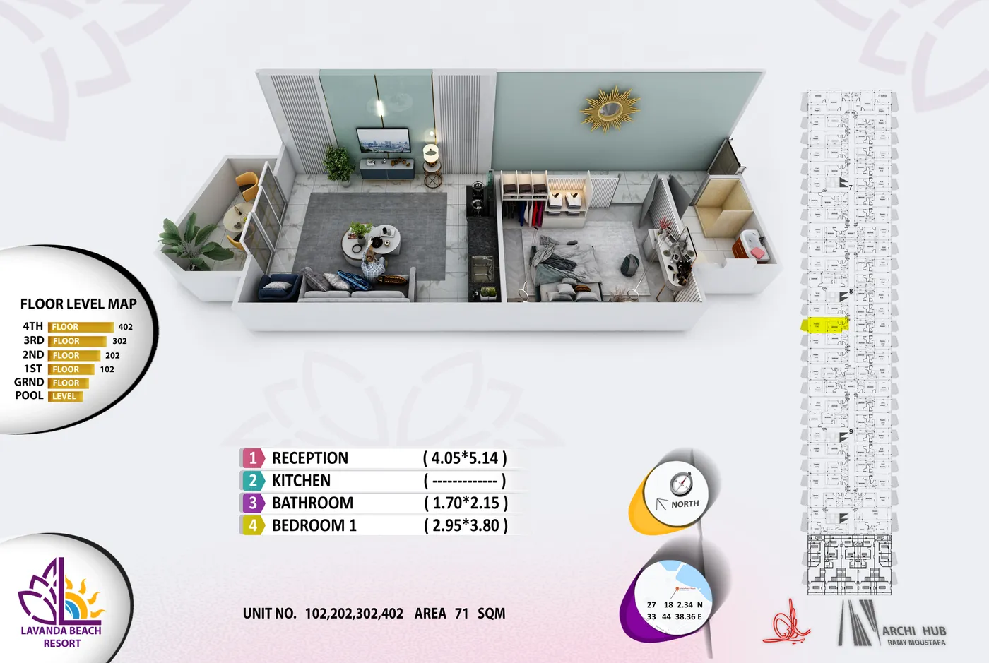 Unit 102 floor plan render