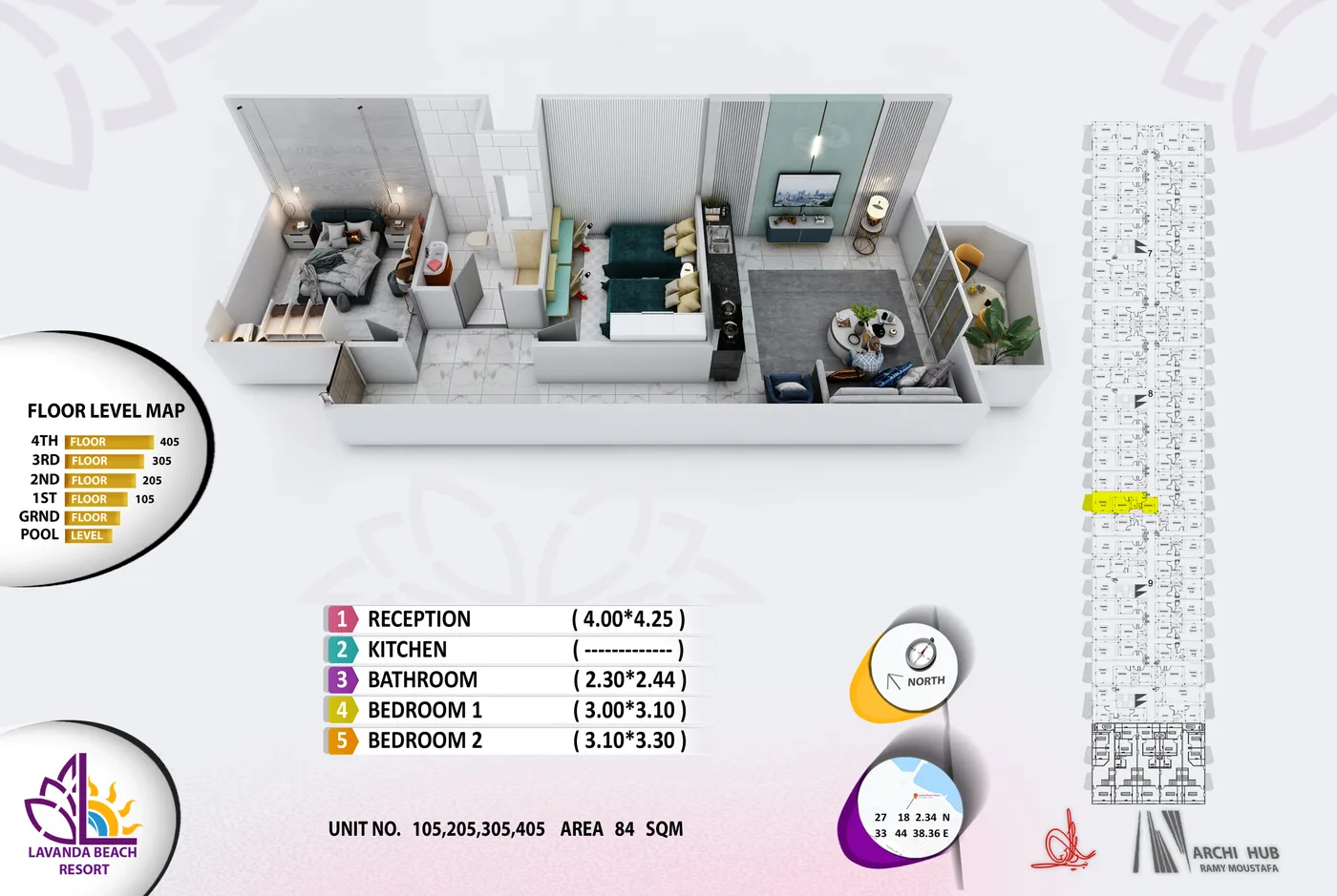 Unit 305 floor plan render