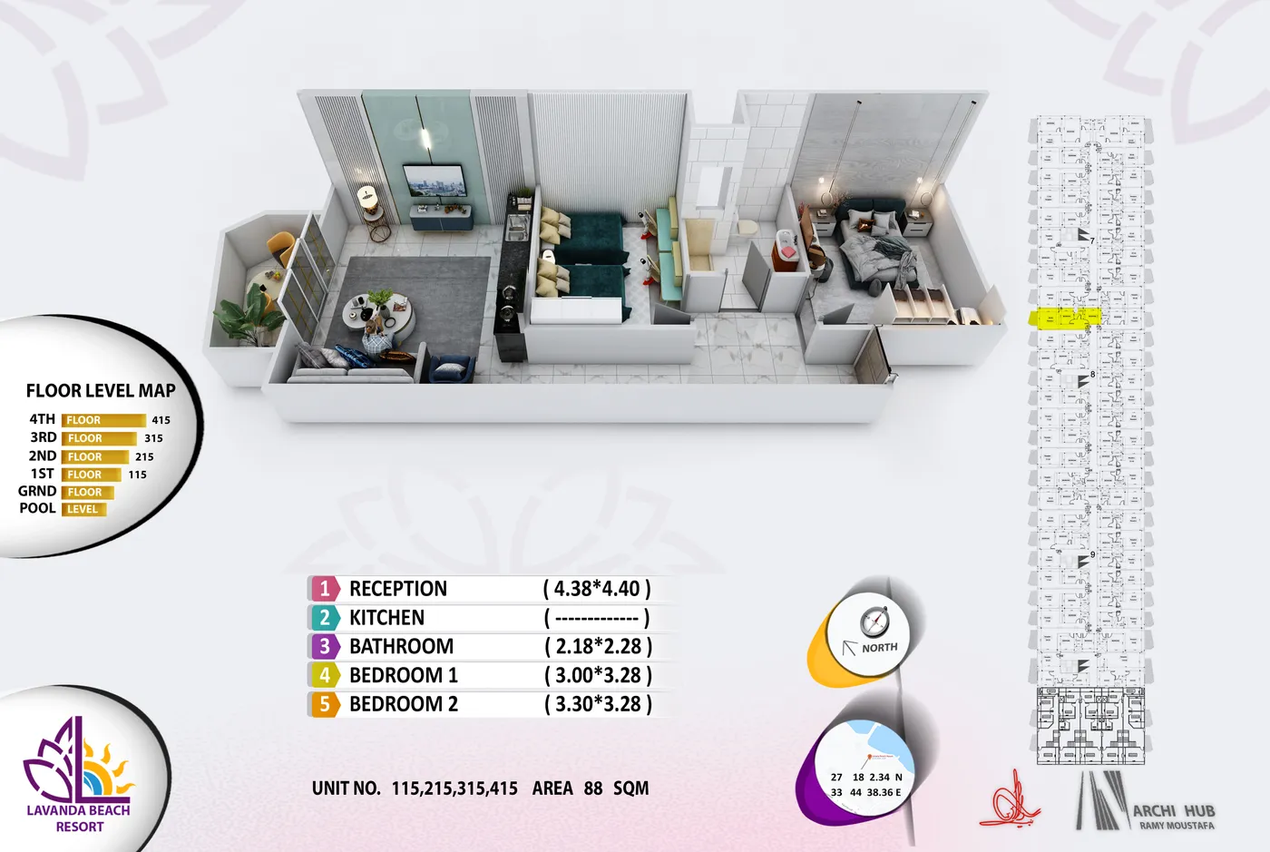 Unit 215 floor plan render