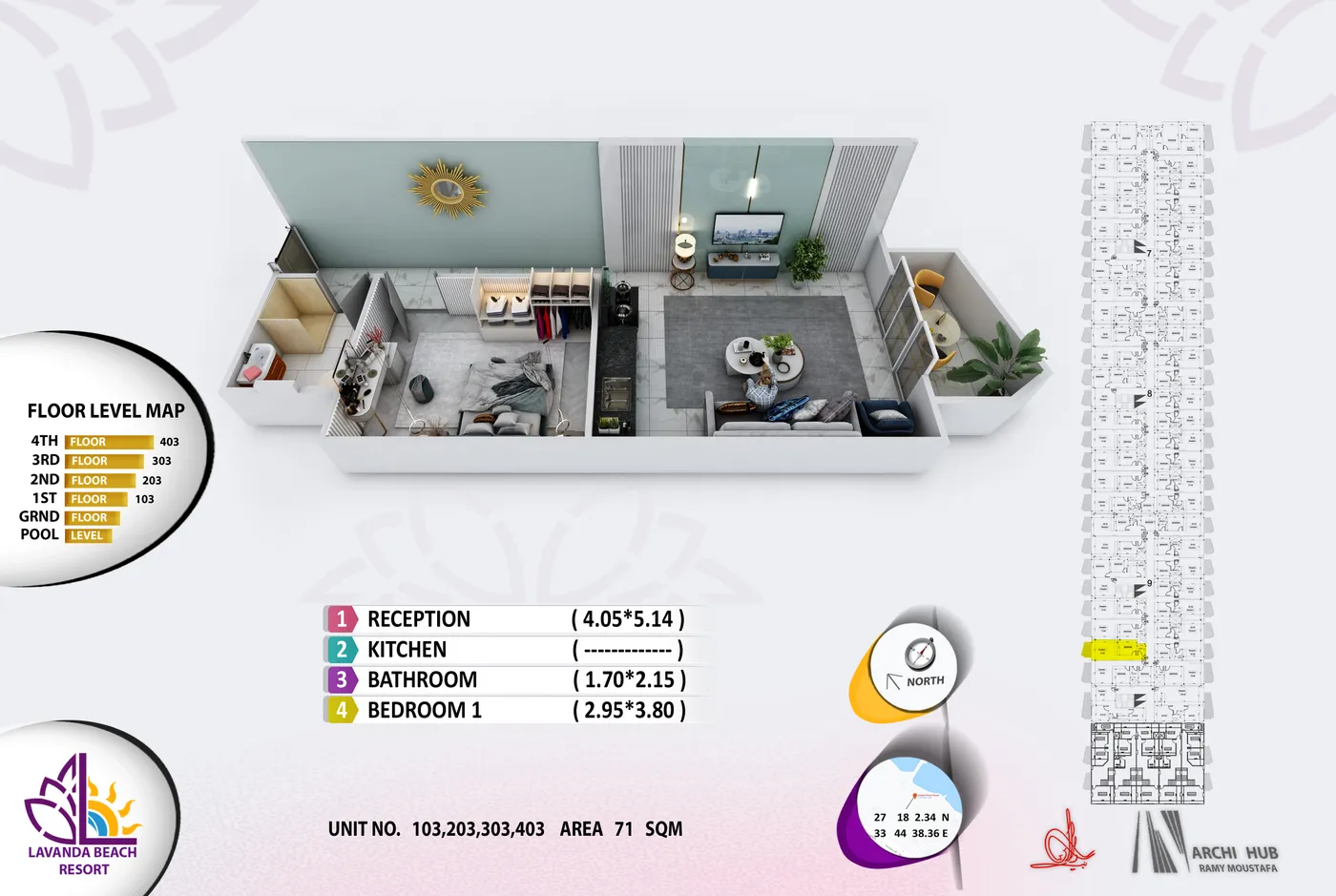 Unit 303 floor plan render