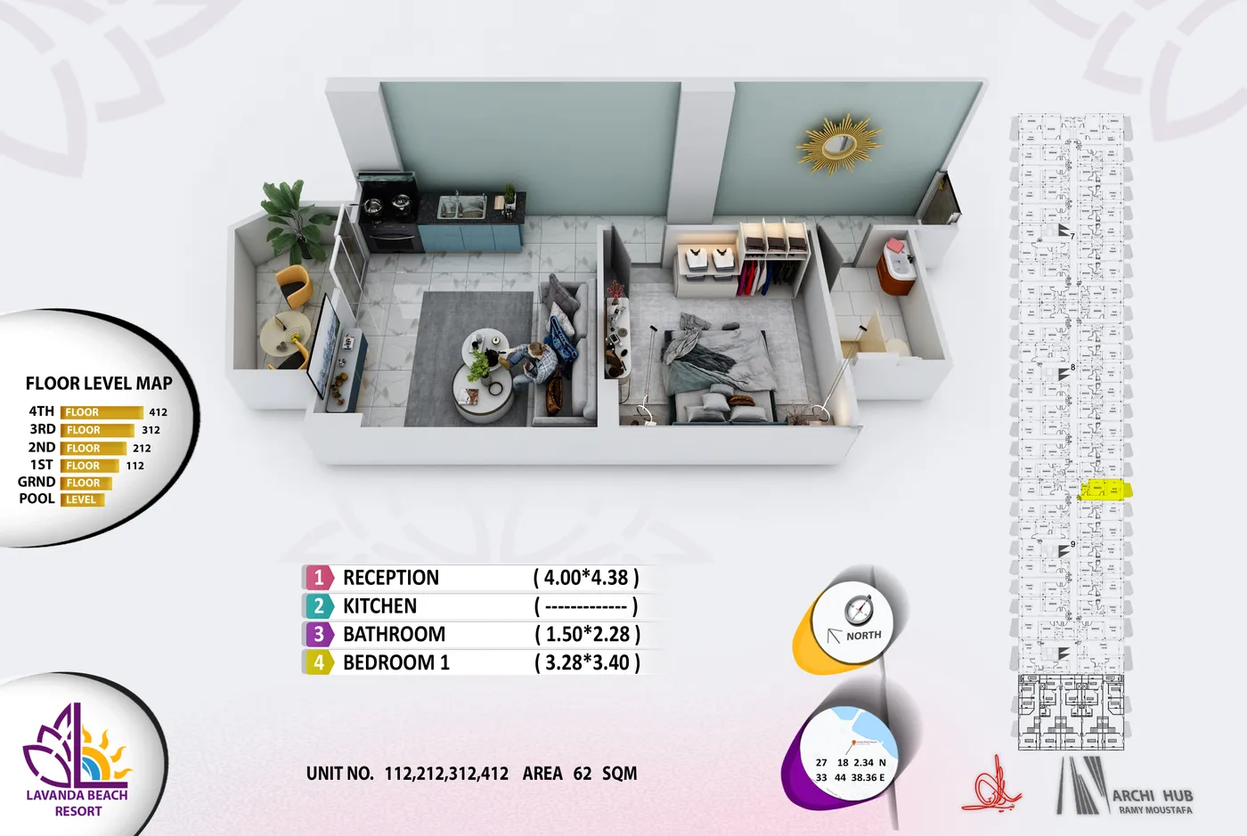 Unit 312 floor plan render