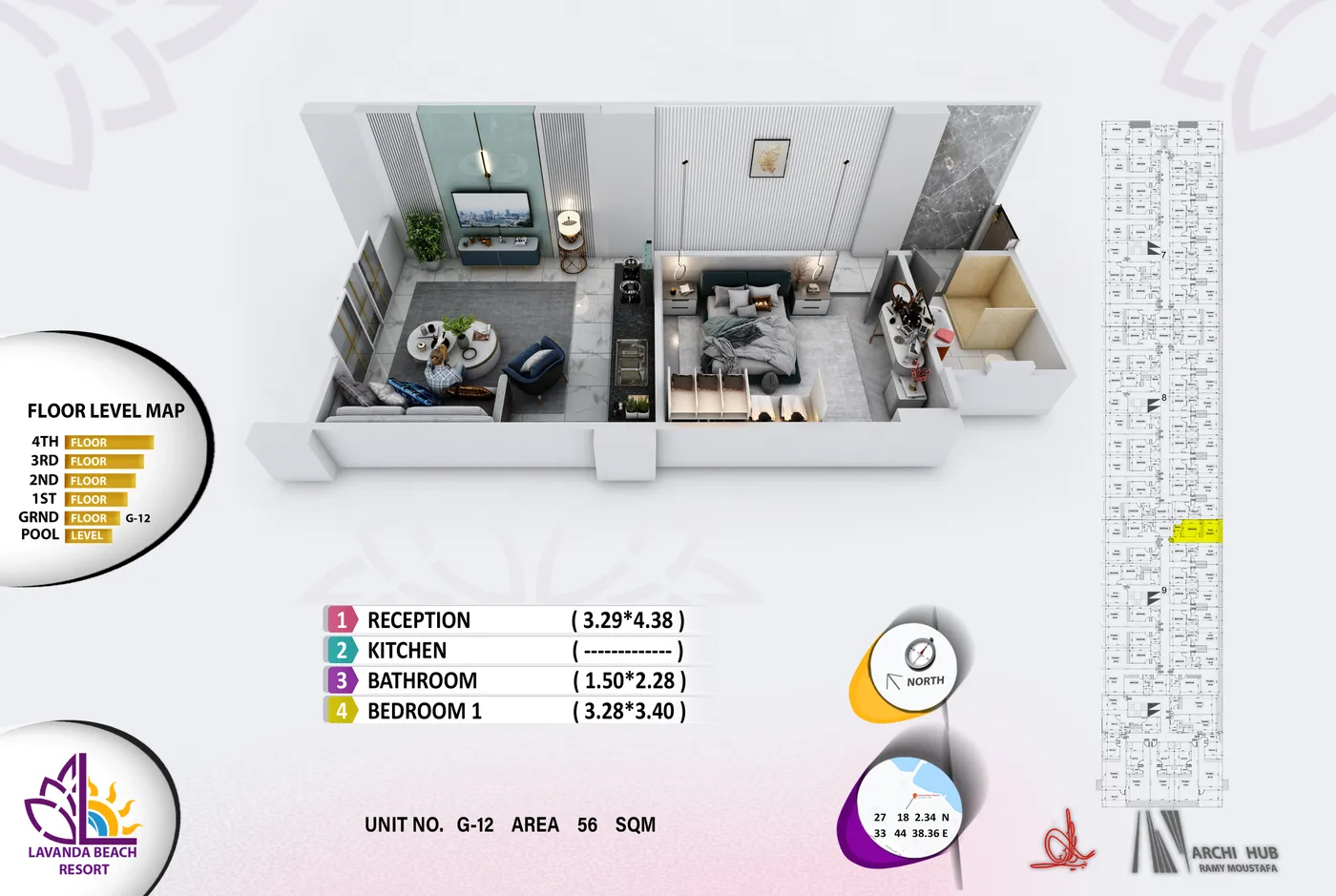 Unit G12 floor plan render