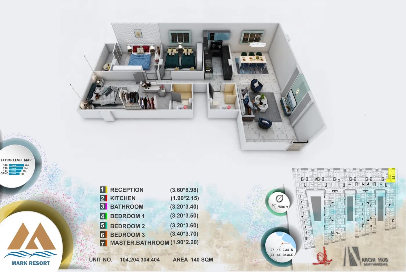 Unit 104 floor plan render