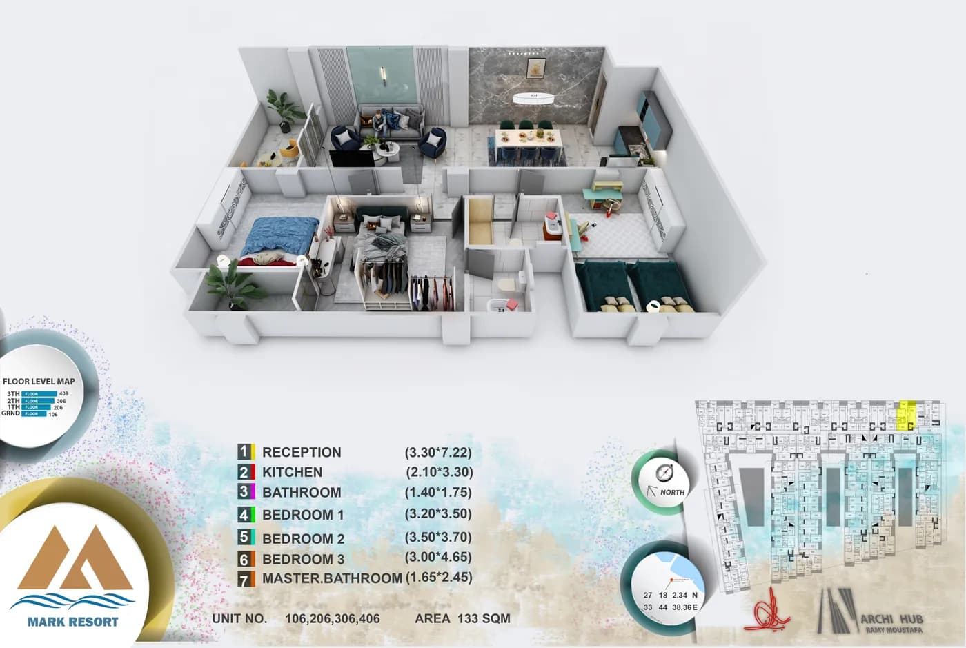 Unit 106 floor plan render
