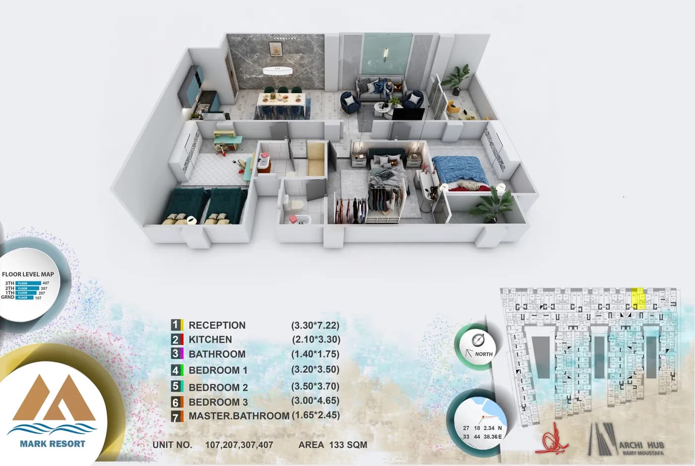 Unit 107 floor plan render