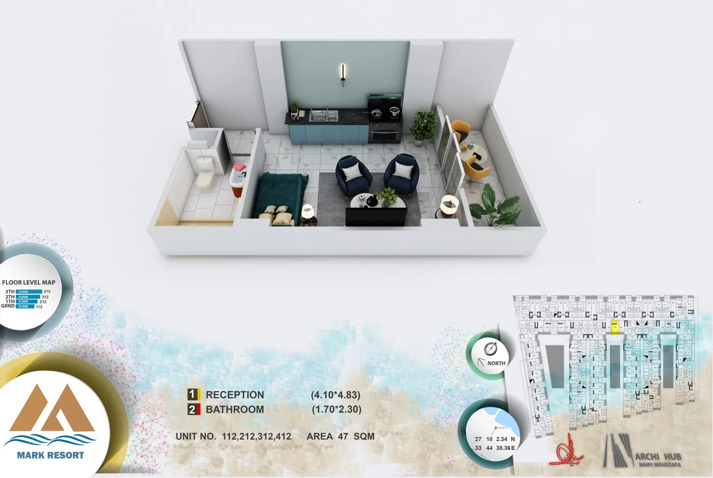 Unit 112 floor plan render
