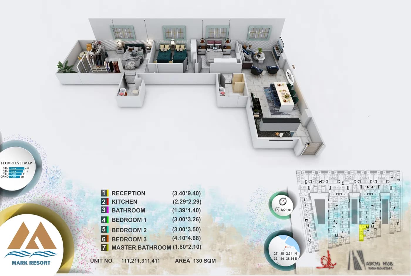Unit 111 floor plan render