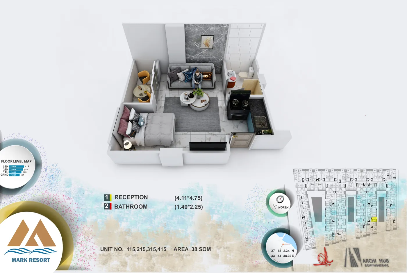 Unit 315 floor plan render