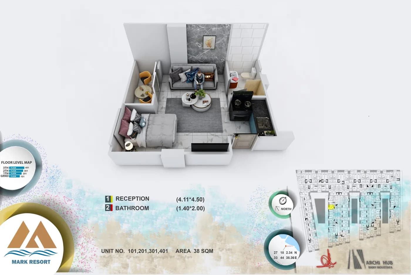 Unit 301 floor plan render