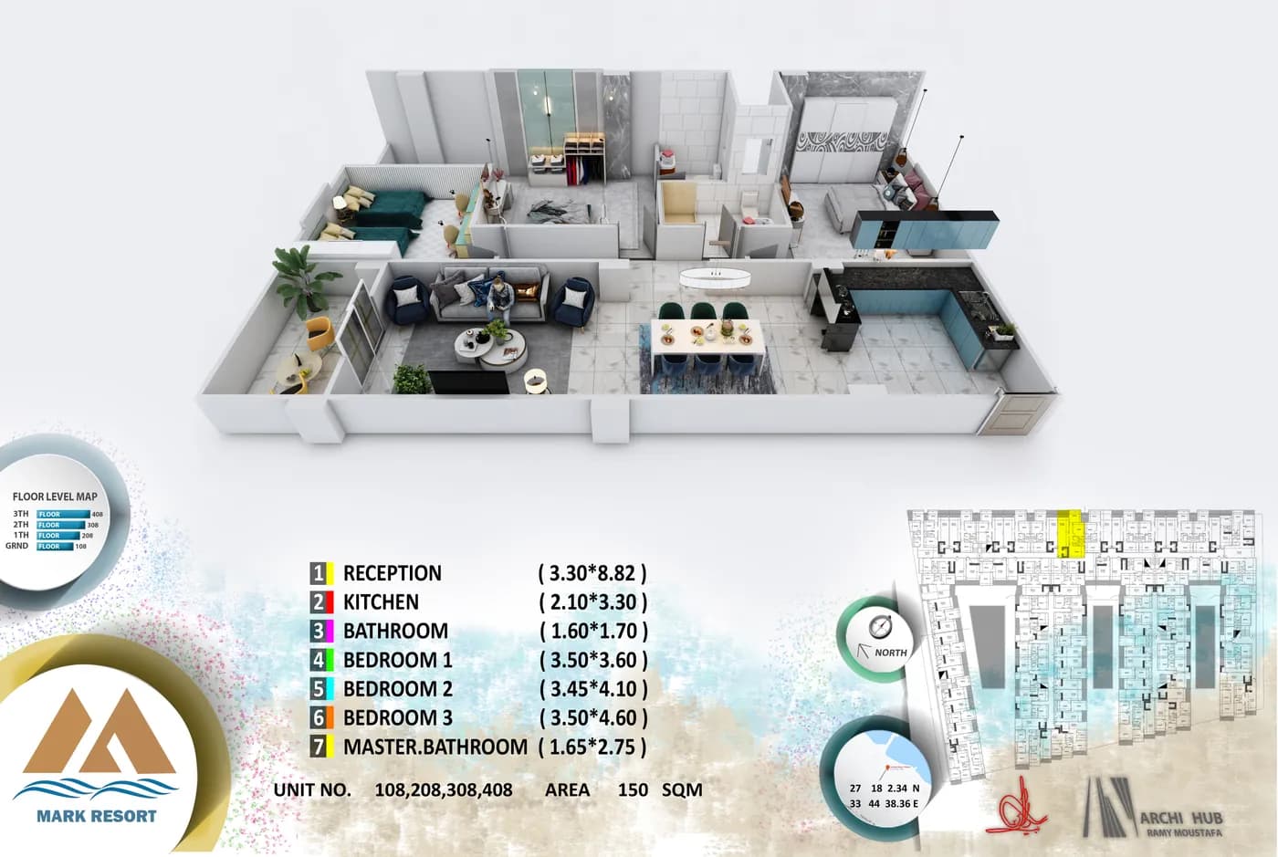 Unit 108 floor plan render