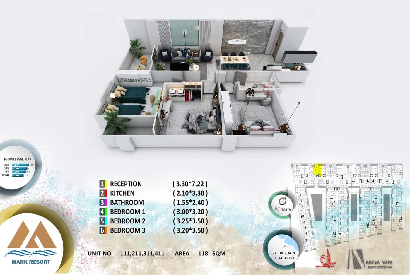 Unit 111 floor plan render