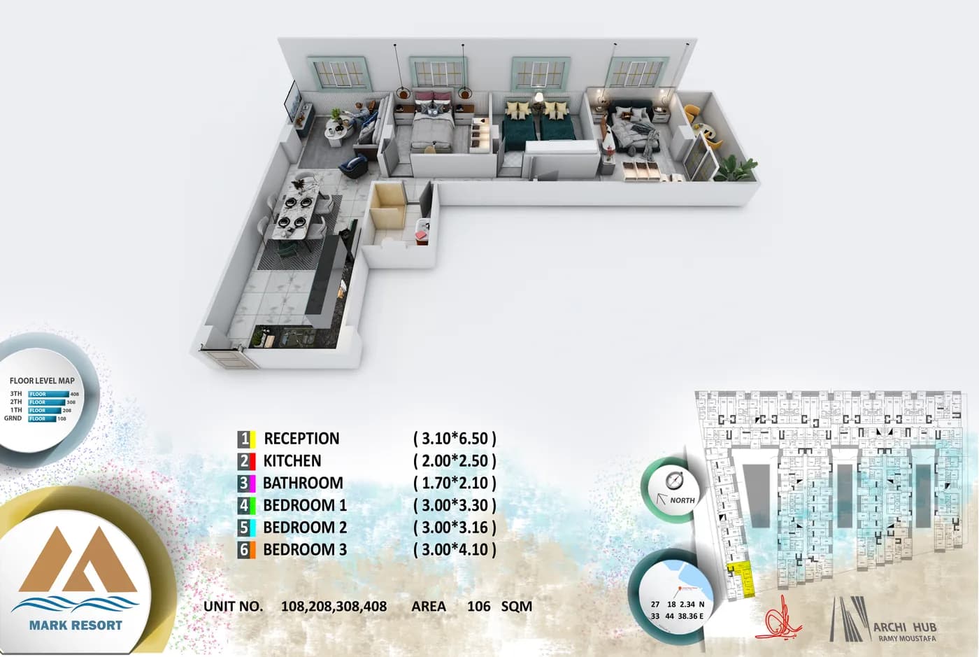 Unit 108 floor plan render