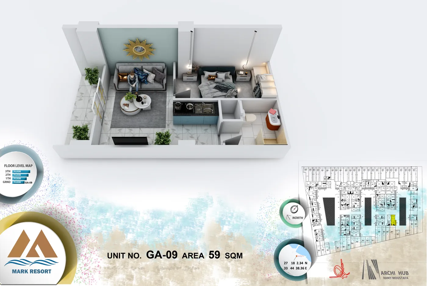 Unit GA-9 floor plan render