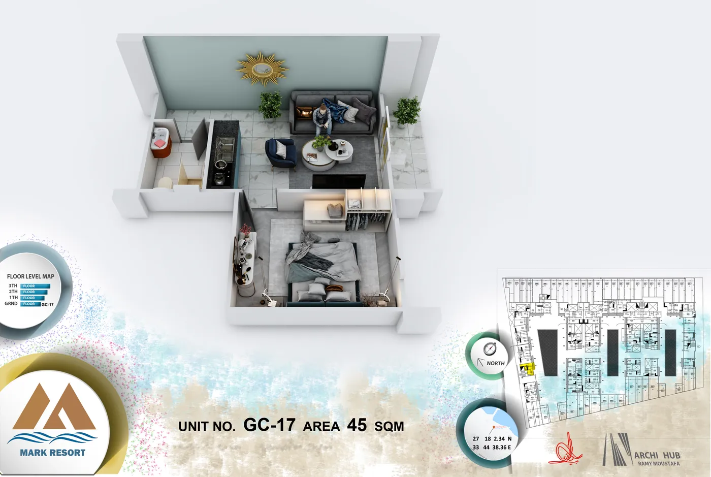 Unit GC-17 floor plan render